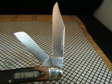 SCHRADE OLD TIMER 858OT LUMBERJACK VINT. USA CARBON STEEL BLADE LARGE STOCKMAN POCKET KNIFE & SHEATH