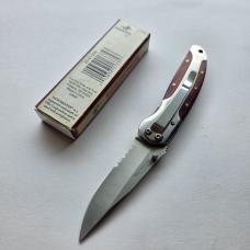 Winchester Folding Pocket Knife Wood Inlay Partially Serrated 22-01335 Mint Box