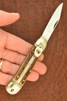 HUBERTUS SOLINGEN GERMANY SMALL STAG AUTOMATIC AUTO KNIFE (35997) 