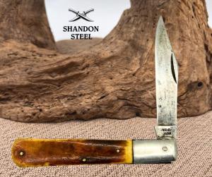 LARGE BARLOW YCC JAPAN SINGLE CARBON BLADE POCKET KNIFE 5 INCHES LONG 09