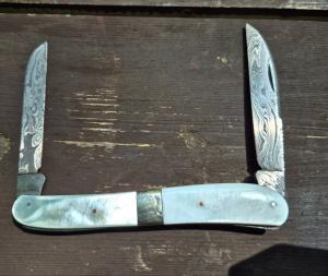 4 14quot Half Congress Knife Genuine Nice MOP Handles Damascus 