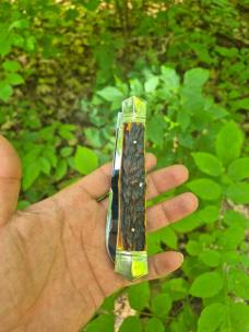 5 1/2" Handmade Swell Center Trapper Knife, Premium Stag Handles, Beautiful Filework