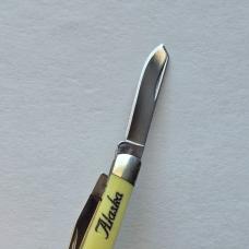 Rough Rider Tiny Trapper Pocket Knife Alaska Bear Scrimshaw Yellow Synthetic 440