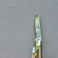 Rough Rider Tiny Trapper Pocket Knife Alaska Bear Scrimshaw Yellow Synthetic 440