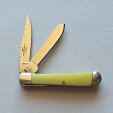 Rough Rider Tiny Trapper Pocket Knife Alaska Bear Scrimshaw Yellow Synthetic 440