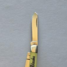 Rough Rider Tiny Trapper Pocket Knife Alaska Bear Scrimshaw Yellow Synthetic 440