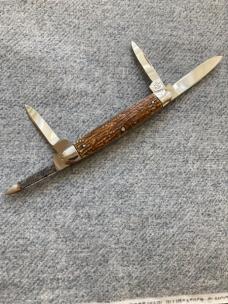 RARE EXHIBITION QUALITY WESTER BROTHERS CUTLERY CO., 4-Blade, STAG, Senator's Pen Knife