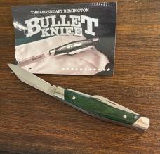 Remington 2020 Stockman Bullet Pocket Knife 3.8" Closed, Green Dymalux Wood Handles