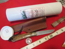 NEW GEC TIDIOUTE P74525 Bocote Stingray Fixed Blade Pocket Carry Clip on Leather Sheath 