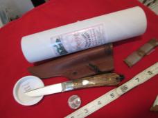 NEW GEC TIDIOUTE P74525 Bocote Stingray Fixed Blade Pocket Carry Clip on Leather Sheath 