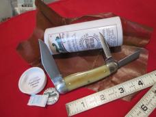 NEW GEC TIDIOUTE GEPPETTO Whittler 571326 Sandstone Smooth Bone 3 Blade Knife
