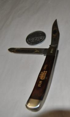 Bear MGC USA 5 Dot Trapper Wood HandlMint MAC Tools 57th Anniv. In Wood Presentation Box Metal Coin 