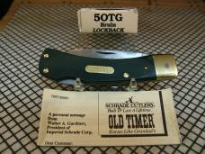 SCHRADE OLD TIMER 5OT BRUIN 1958/63 VINTAGE USA 1095 CARBON STEEL USED LOCKBACK POCKET KNIFE & BOX