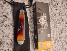 Bear & Son USA Red Stag Bone Mini Trapper Knife Carbon 4th Generation USA