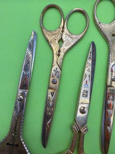 Four Pairs of Vintage Toledo Decorated Scissors