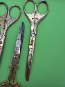 Four Pairs of Vintage Toledo Decorated Scissors