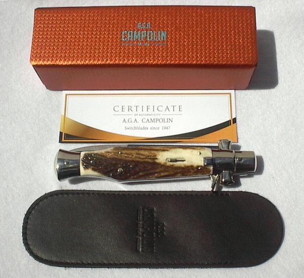 AGA CAMPOLIN MINT "BLACK WIDOW" 11 INCH GENUINE STAG 5MM BLADE MANIAGO ITALY - IN ORIGINAL BOX AGA CAMPOLIN MINT "BLACK WIDOW" 11 INCH GENUINE STAG 5MM BLADE MANIAGO ITALY - IN ORIGINAL BOX