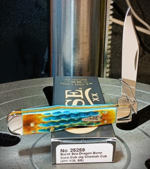 2026 Case XX Cheetah Cub Burnt Sea Dragon Corn Cob Jig Bone 611 12L SS