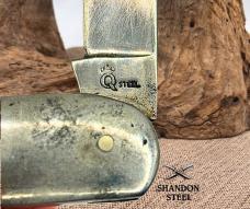 Queen #60 Barlow 1 Blade Winterbottom Bone Handles Aluminum Frame Knife (161)