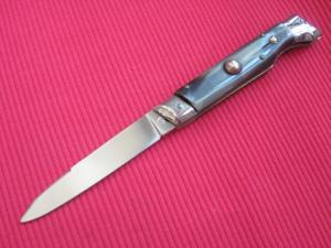 Vintage Italian INDIANA 8quot Slant Bolster HORN Switchblade Knife - NOS