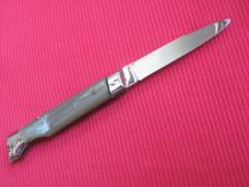 Vintage Italian INDIANA 8" Slant Bolster HORN Switchblade Knife - NOS
