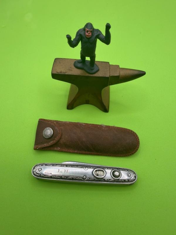 Excellent Large Size Sterling Silver Schrade Walden Double Excellent Large Size Sterling Silver Schrade Walden Double