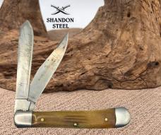 Trapper 2 Blade Folding Traditional Pocket Knife Bone Handles Clip Spey (178)