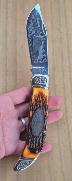 5 58quot Schrade USA 275 Stagalon Folding Hunter Knife