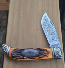 5 5/8" Schrade+ USA 275 Stagalon Folding Hunter Knife