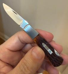 VTG.Cattaraugus CM-11 Folding Pocket Knife Japan Jigged Brown Handle Lockback