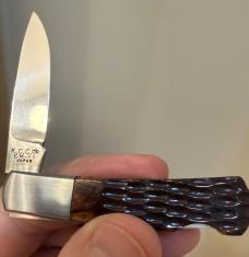 VTG.Cattaraugus CM-11 Folding Pocket Knife Japan Jigged Brown Handle Lockback