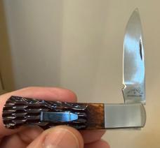 VTG.Cattaraugus CM-11 Folding Pocket Knife Japan Jigged Brown Handle Lockback