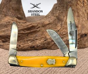 John Primble USA 5371 Yellow 3 Blade Stockman Vintage Folding Pocket Knife 5