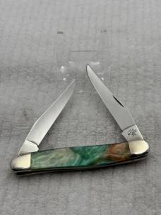 Case XX USA 2009 1 Dot 2 Blade Muskrat Premier Edition 1 / 500 Coral Sea (110)