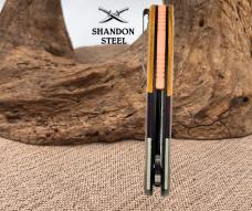 Wood/ Resin Drop Point Folding Flipper EDC Pocket Knife w/ Deep Carry Clip (164)