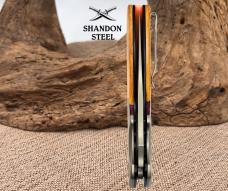 Wood/ Resin Drop Point Folding Flipper EDC Pocket Knife w/ Deep Carry Clip (164)