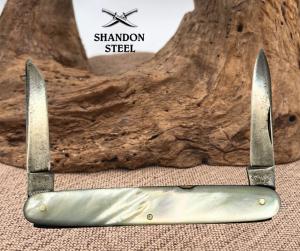 Graef amp Schmidt Vintage Pearl Handle 2 Blade Carbon Pocket Knife Germany 171