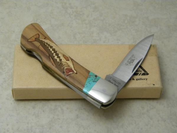 Camillus New York USA Santa Fe Stoneworks Wood/Turquoise Lockback Knife in Box Camillus New York USA Santa Fe Stoneworks Wood/Turquoise Lockback Knife in Box