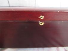 Vintage Wooden Knife Display Case Shadow Box – Glass Top Lid with Blue Felt Lining