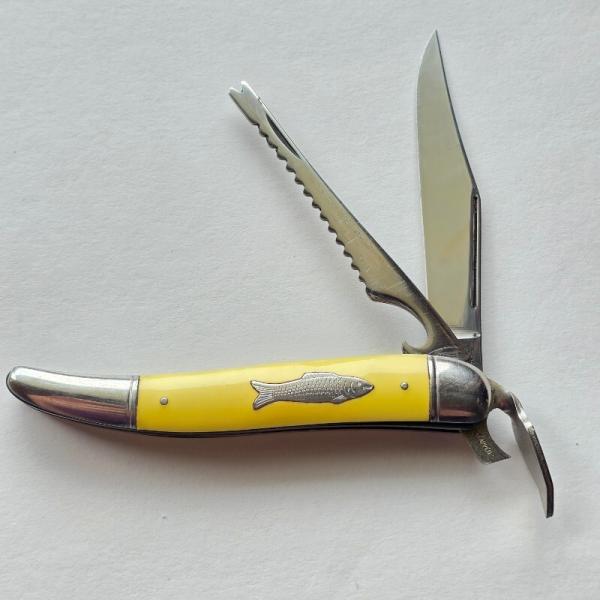 Vintage Imperial USA Fish Knife Yellow Toothpick Scaler Disgorger Pat Pend 1940s Vintage Imperial USA Fish Knife Yellow Toothpick Scaler Disgorger Pat Pend 1940s