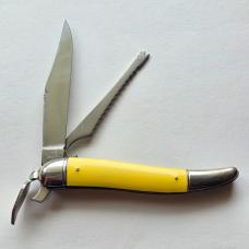 Vintage Imperial USA Fish Knife Yellow Toothpick Scaler Disgorger Pat Pend 1940s