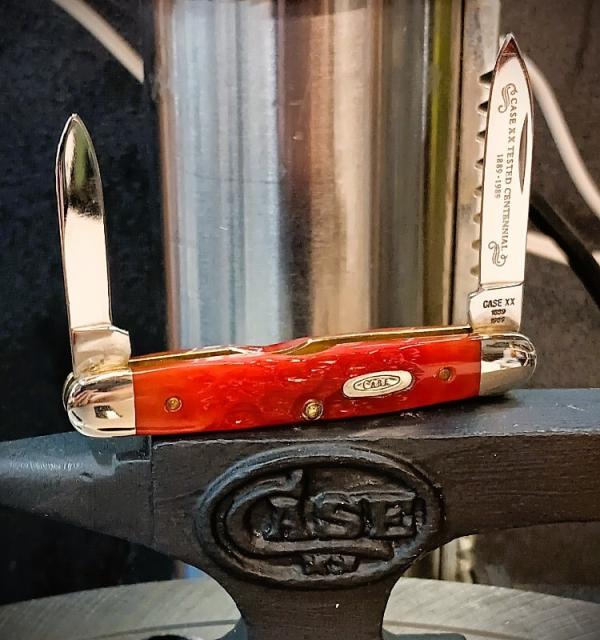 1989 Case XX Centennial Senator Pen Easy Open Red Bone R6279 - Stainless