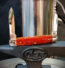 1989 Case XX Centennial Senator Pen Easy Open Red Bone R6279 - Stainless