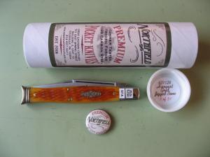 GREAT EASTERN NORTHFIELD 631226 SFA FISHTAIL KNIFE HARVEST GOLD JIGGED BONE 