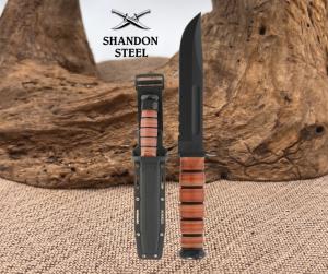 Ka-Bar USMC Fighter Serrated 1095 Carbon Steel Black Fixed Knife Sheath 5018 NIB