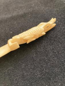 Vintage Folk Art Carved Ivory Alligator Knife/Letter Opener