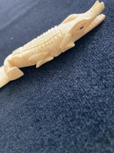 Vintage Folk Art Carved Ivory Alligator Knife/Letter Opener