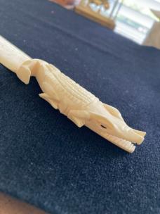 Vintage Folk Art Carved Ivory Alligator Knife/Letter Opener