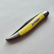 Vintage Imperial Prov USA 2 Blade Fish Knife Fishing Pocket Tool Yellow Scales