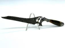 LARRY DOWNING Handmade Damascus Mammoth Integral Ax Fantasy Knife w/ OMP Box